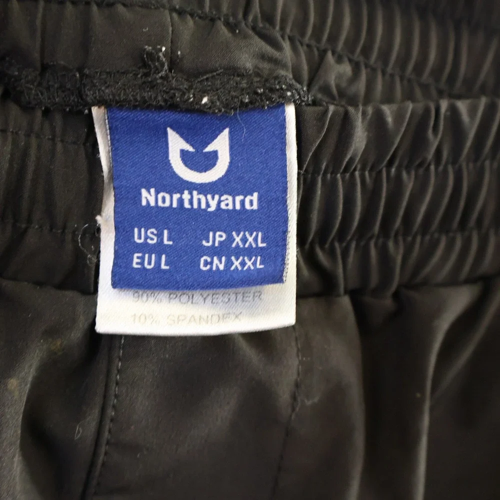 Northyard Mens L Jogger Pants Black Athletic Techwear Stretch Zipper Pockets